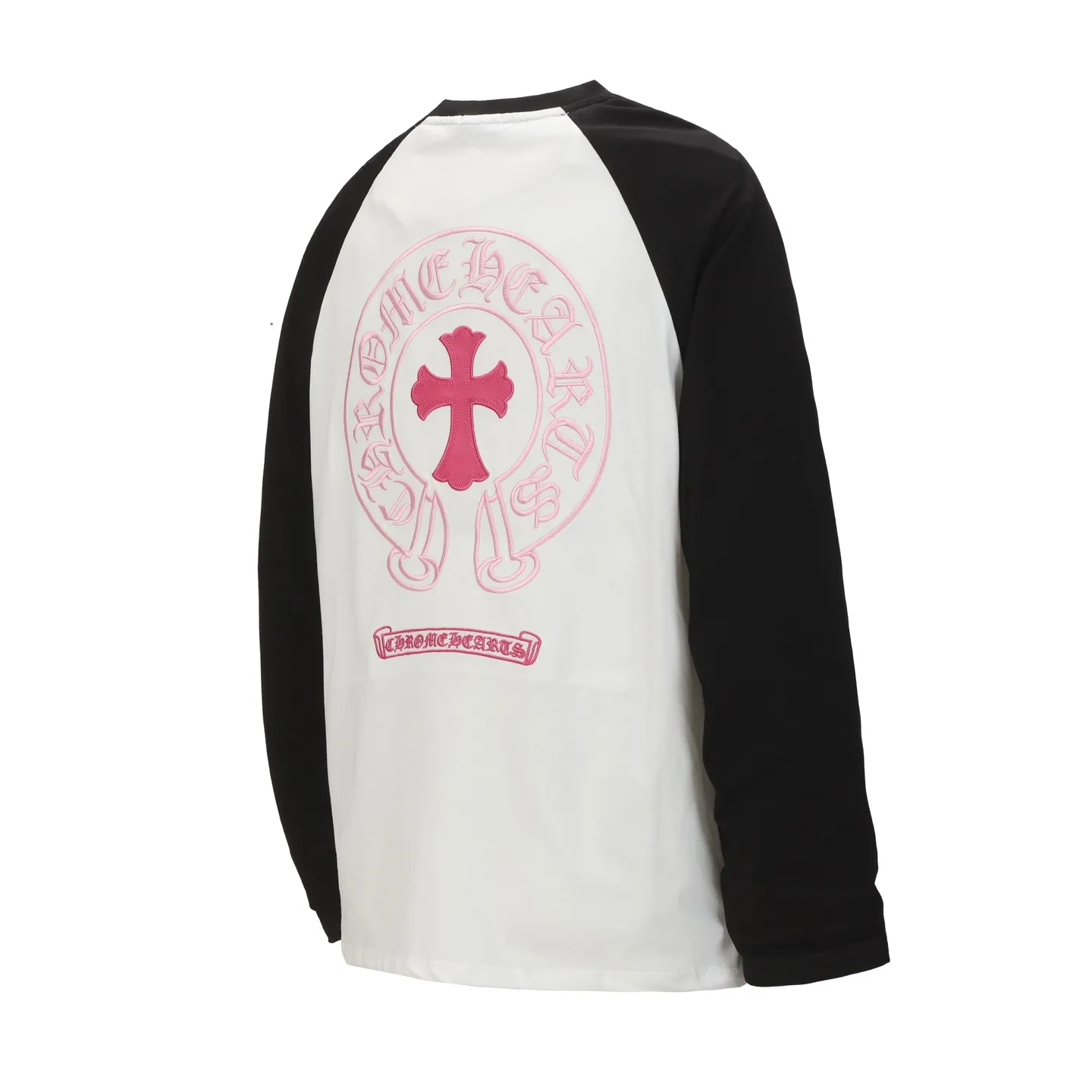 P170 Cross-border quantity model, please do not place an order if you are pursuing quality -Chrome Hearts/Chrome Hearts Xiaohongshu popular Sanskrit horseshoe stitching embroidered long-sleeved T-shirt -High weight, high density and high quality, soft, delicate and skin-friendly wool, soft and silky to the touch, excellent warmth and skin-friendly properties -Customized weaving and dyeing, no color difference, no matter the fabric or workmanship details, beat the ordinary version on the market -Colour: black with white, black with pink -Size: S M L XL